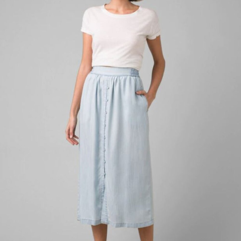 Prana Swift Lake Button-Front Midi Skirt